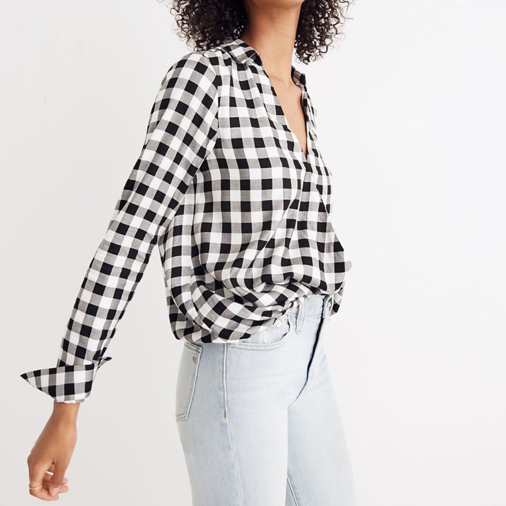 Madewell Wrap-Front Shirt in Buffalo Check